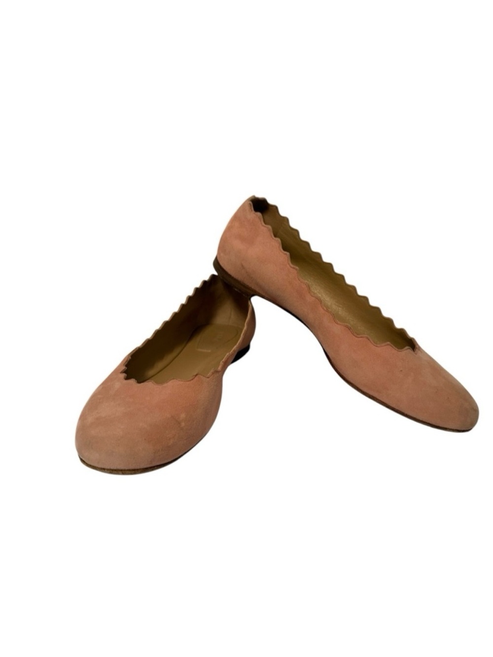 CHLOE SHOES BALLET FLATS SOFT PINK SUEDE LEATHER ITALY LUXURY SIZE 35.5 5